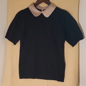 Adrianna Papell Black Collared Top XS